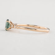 Estel Fleur Four Prongs Ring, 0.60ct Blue Green Montana Sapphire, 14k Rose Gold