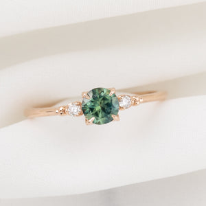 【一点物】エステルリング ・0.60ct・加熱モンタナ産ブルーグリーンサファイア・K14RG