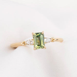 Estel Petal Ring, 0.87ct Green Montana Sapphire