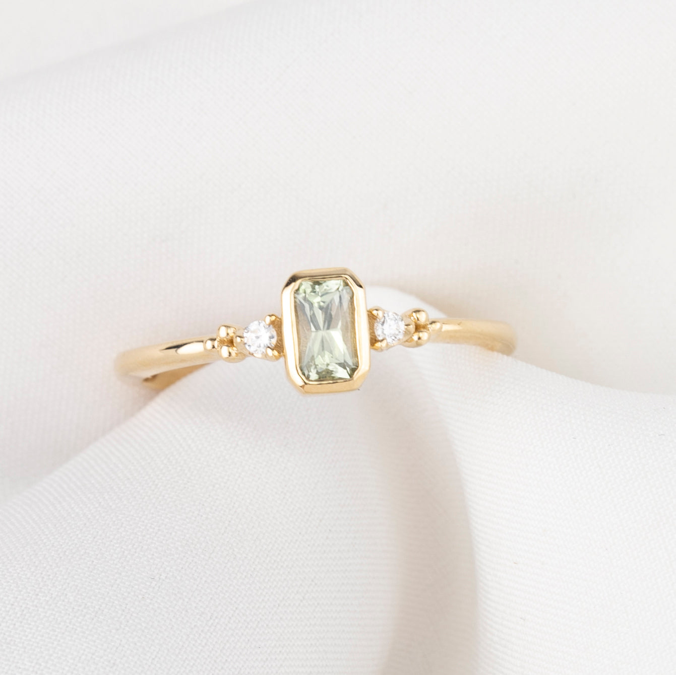 Estel Bezel Ring, 0.40ct Light Green Montana Sapphire