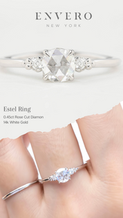 Estel Ring, 0.45ct Rose Cut Diamond, 14k White Gold (One of a kind)