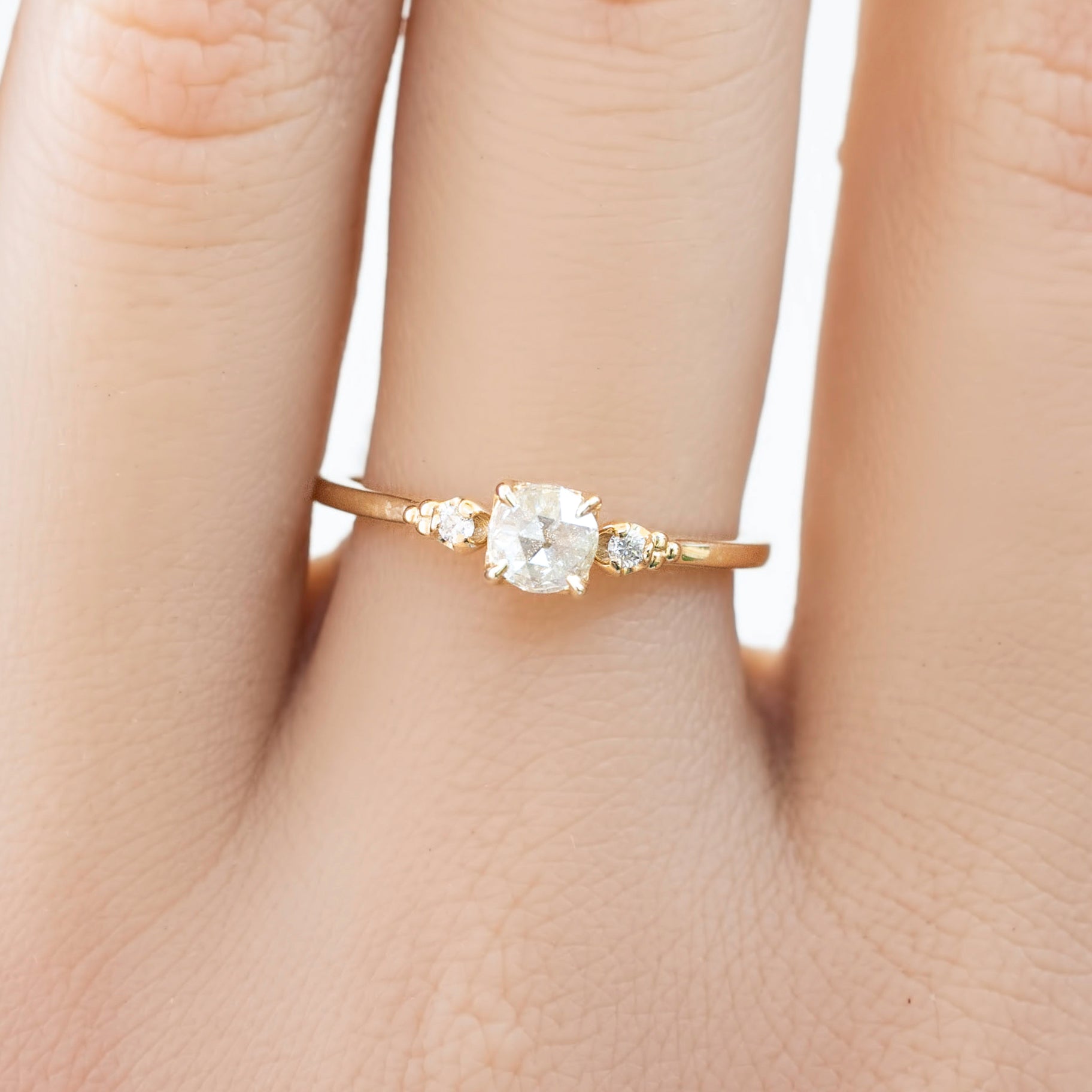 Estel Ring, 0.30ct Rose Cut Diamond, 14k Yellow Gold & 14k White Gold (One of a kind)