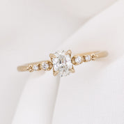 Estel Fleur Four Prongs Ring, 0.40ct Oval Brilliant Cut Diamond, 14K Yellow Gold (One of a kind)