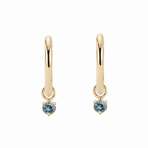Light Blue Green Montana Sapphire Hoop Earrings | 3 prong