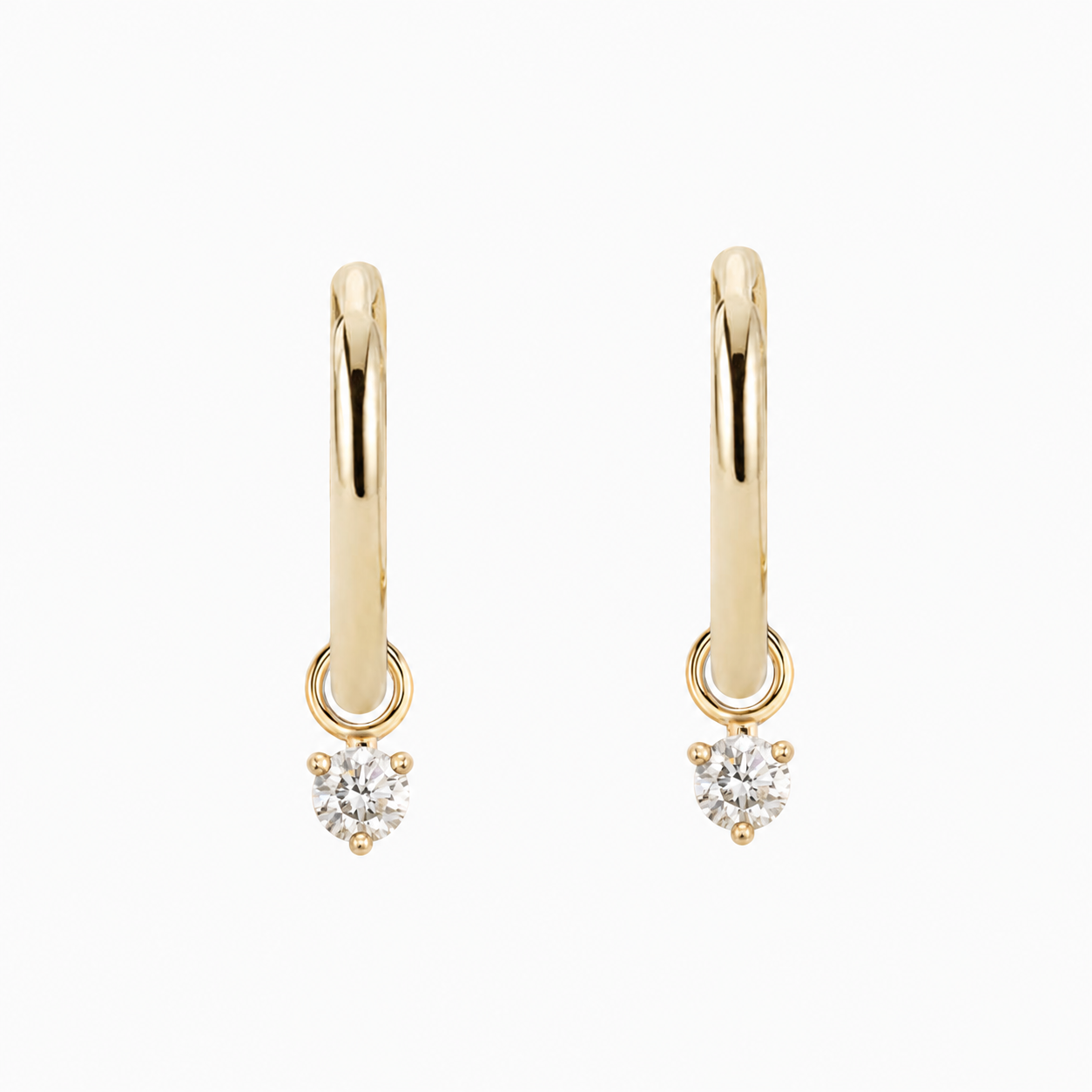 Round Diamond Hoop Earrings | 3 prongs