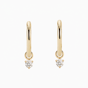 Round Diamond Hoop Earrings | 3 prongs