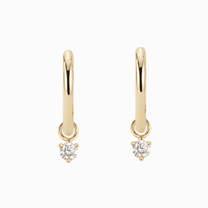 Round Diamond Hoop Earrings | 3 prongs