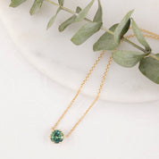 Classic 6 Prong 0.94ct Blue Green Sapphire Necklace 5.5mm