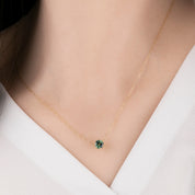 Classic 6 Prong 0.94ct Blue Green Sapphire Necklace 5.5mm