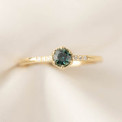 【即日配送】グレースリング ・0.45ct・加熱モンタナ産ブルーグリーンサファイア・K14YG