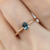 Alice Ring, 0.60ct Blue Green Sapphire