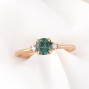 Sofia Ring, 0.71ct Blue Green Queensland Sapphire