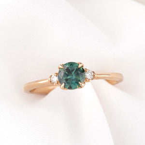 Sofia Ring, 0.71ct Blue Green Queensland Sapphire
