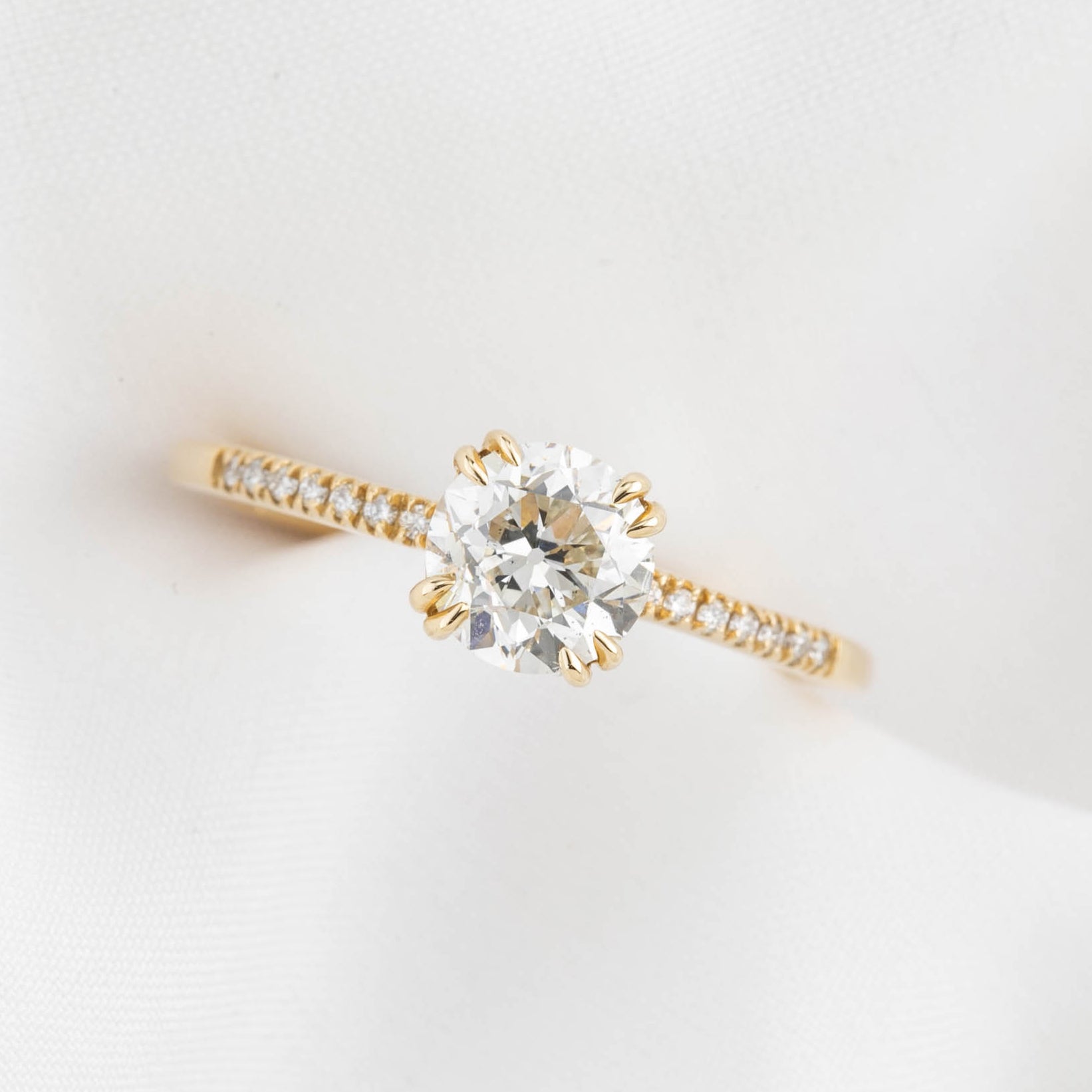 Sabrina Ring, 1ct Old Mine Cut Round Diamond Ring, 14k Yellow Gold (One of a kind)