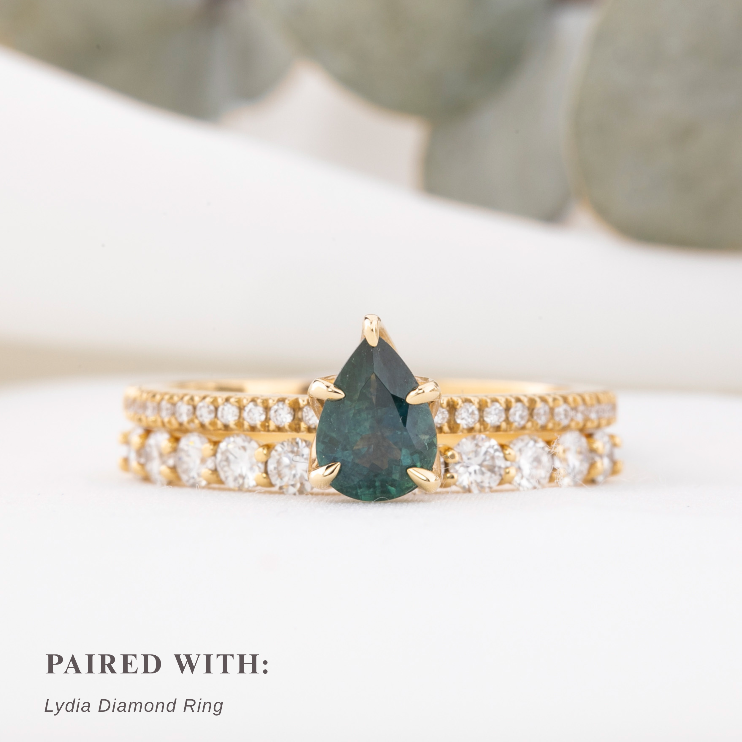 【一点物】マリアリング ・0.8ct・モンタナ産グリーンサファイア・K14YG