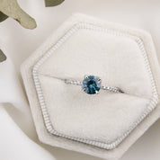 Maria Ring 1.03ct Round Blue Montana Sapphire, 14K White Gold (One of a kind)