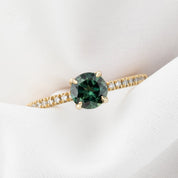 【一点物】マリアリング ・0.80ct・加熱クイーンズランド産グリーンサファイア・K14YG