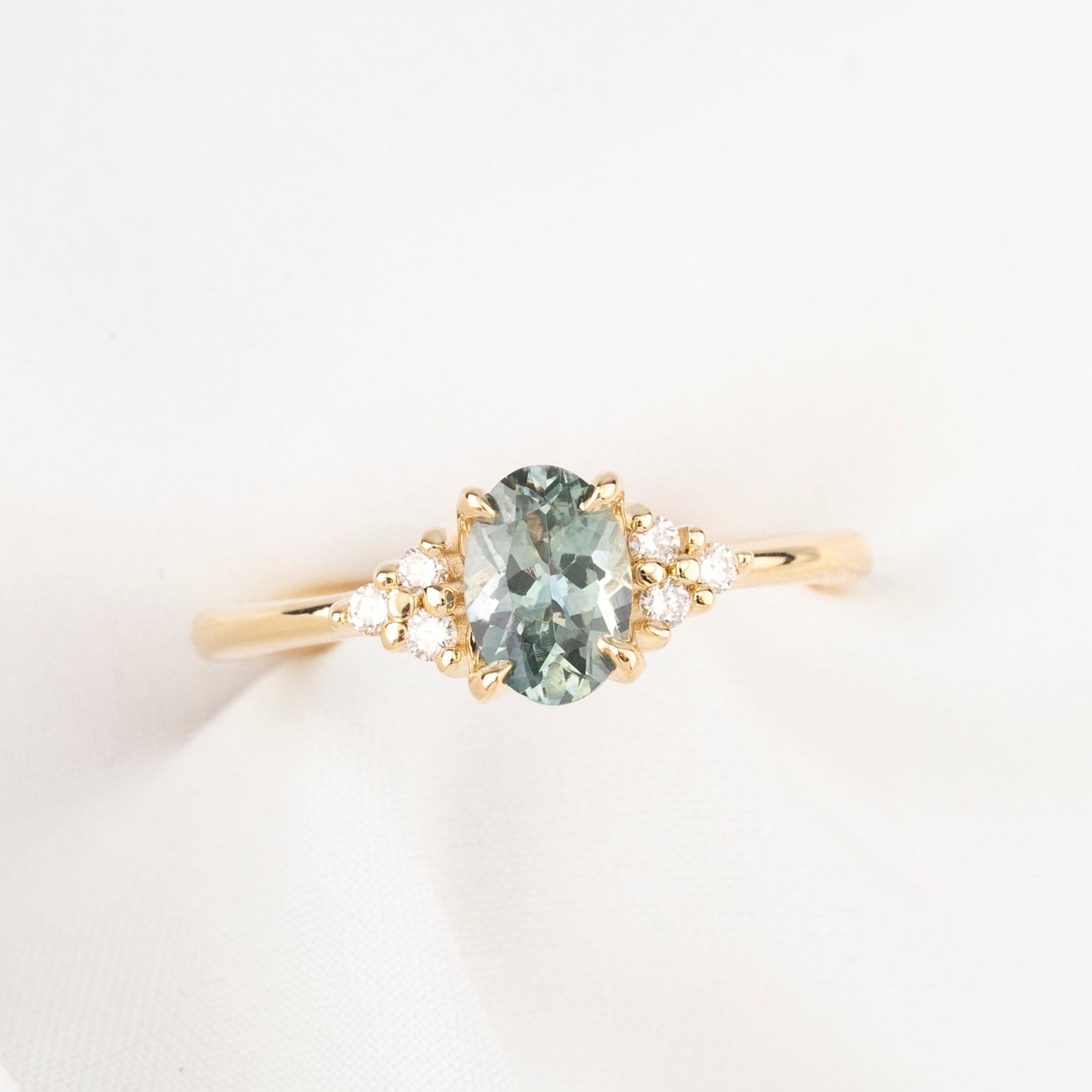 Teresa Ring, 0.85ct Light Blue Green Montana Sapphire