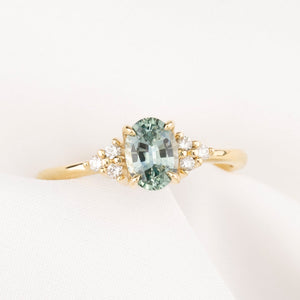 Teresa Ring, 0.95ct Light Blue Green Montana Sapphire
