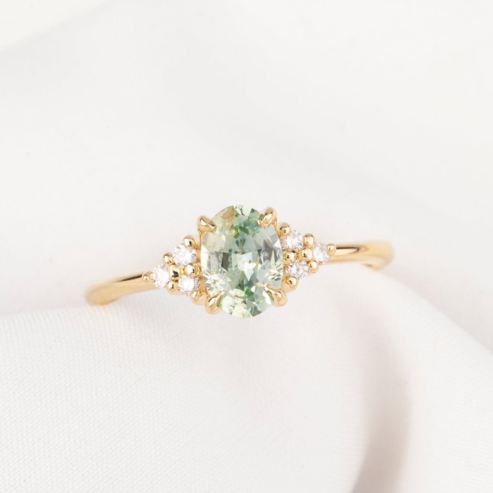 Teresa Ring, 0.94ct Light Green Montana Sapphire
