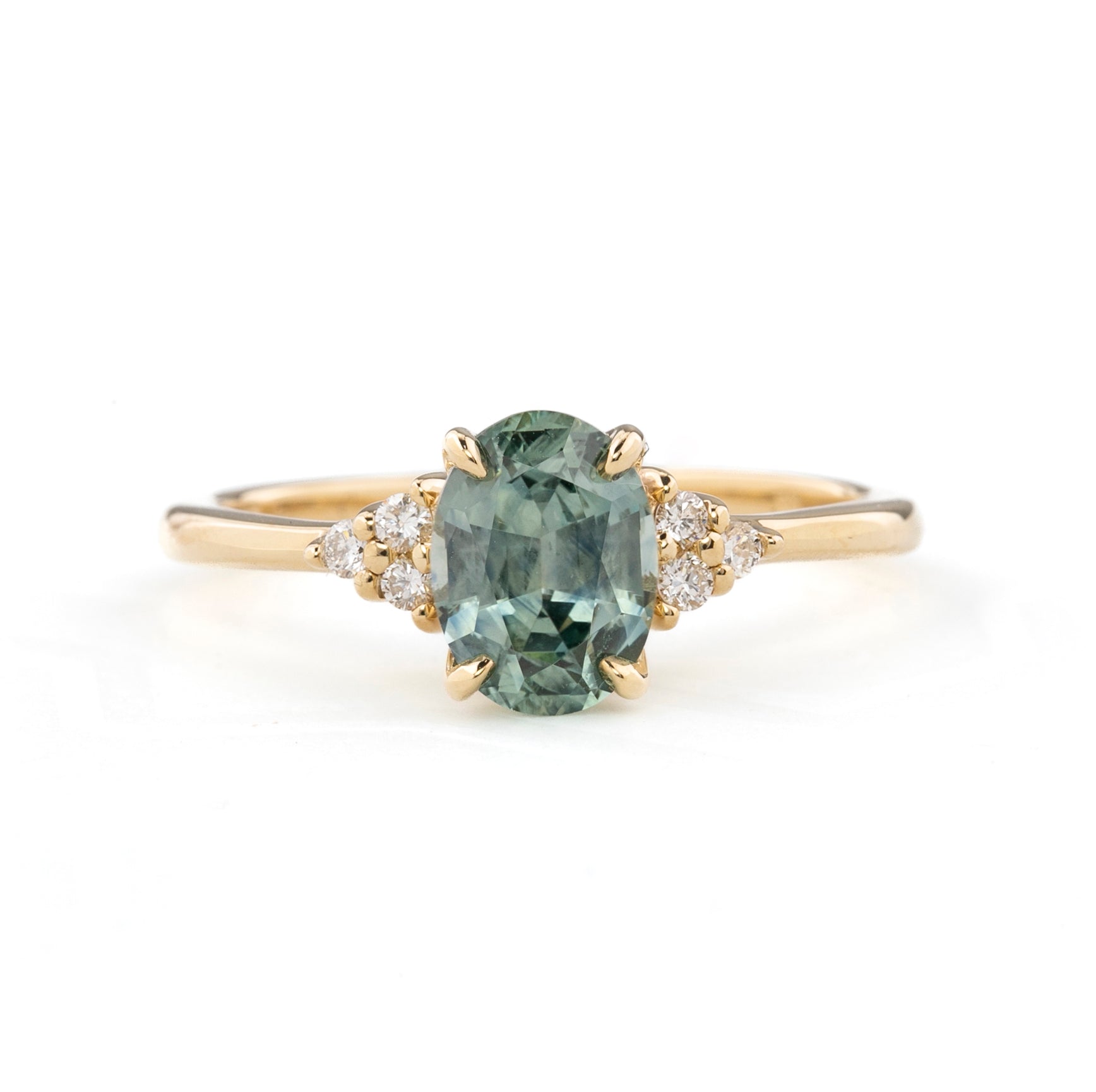 Teresa Ring 1.88ct Blue Green Montana Sapphire, 14k Yellow Gold (One of a kind)