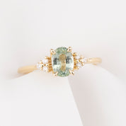 【一点物】テレサリング ・0.85ct・非加熱マダガスカル産ブルーグリーンサファイア・K14YG