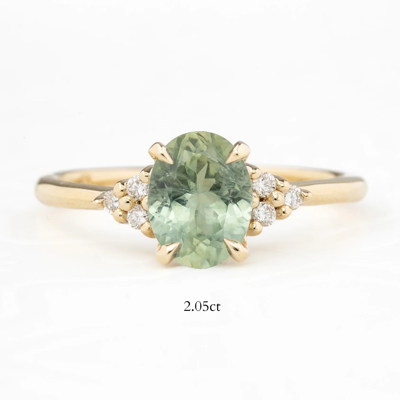 Teresa Ring 1.60ct/2.05ct Light Green Montana Sapphire, 14k Yellow Gold (One of a kind)