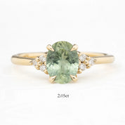 Teresa Ring 1.60ct/2.05ct Light Green Montana Sapphire, 14k Yellow Gold (One of a kind)