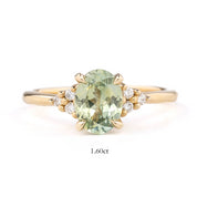 Teresa Ring 1.60ct/2.05ct Light Green Montana Sapphire, 14k Yellow Gold (One of a kind)