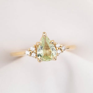 【一点物】テレサリング ・0.94ct・非加熱マダガスカル産ライトグリーンサファイア・K14YG