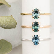 Nina Ring, 0.75ct Montana Sapphire, oval shape gemstone