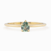 Sara Ring - 0.35ct Unheated Blue Green Teardrop Sapphire