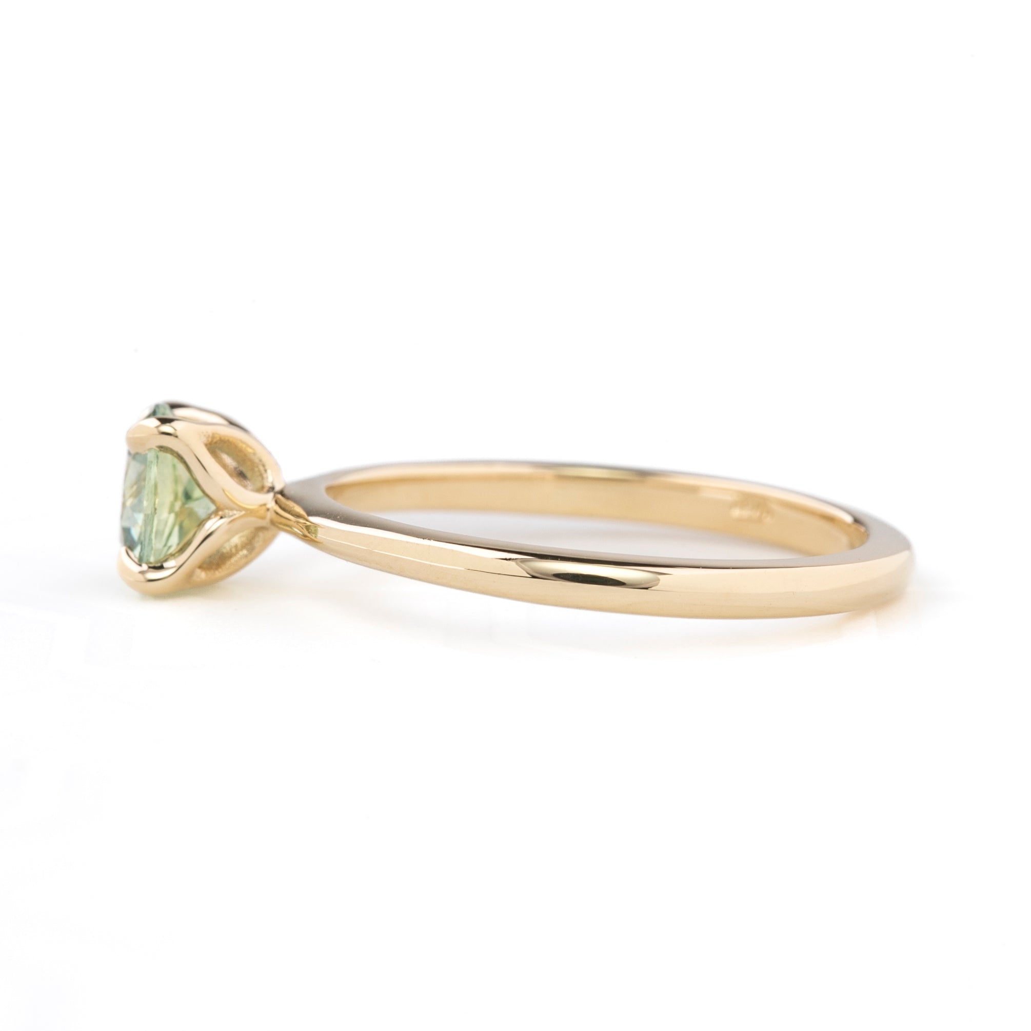 Sara Ring 0.95ct Light Aqua Blue Green Montana Sapphire, 14k Yellow Gold (One of a kind)