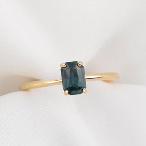 Jane Ring, 0.87ct Teal Blue Madagascar Sapphire