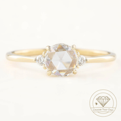 Emilie Ring with brilliant-cut sides, Round Rose Cut Diamond