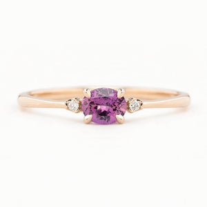 Emilie Ring featuring a 0.45ct East-West unheated Umba sapphire in 14k rose gold.