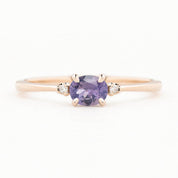 Emilie Ring featuring a 0.45ct East-West unheated Umba sapphire in 14k rose gold.