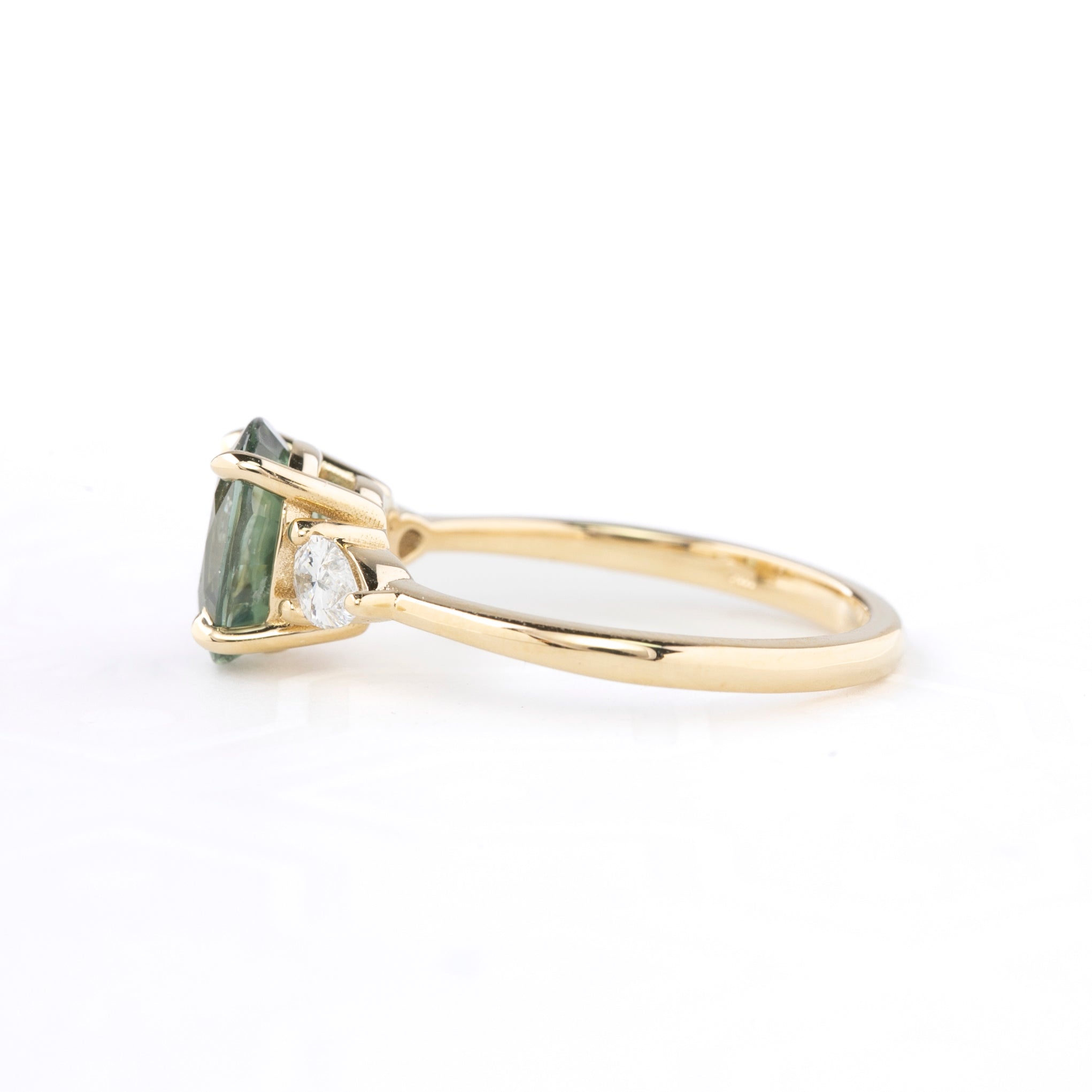 Olivia Grand Ring, 2.29ct Light Blue Green Madagascar Sapphire
