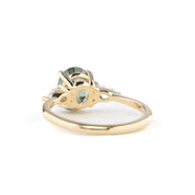 Olivia Grand Ring, 2.29ct Light Blue Green Madagascar Sapphire