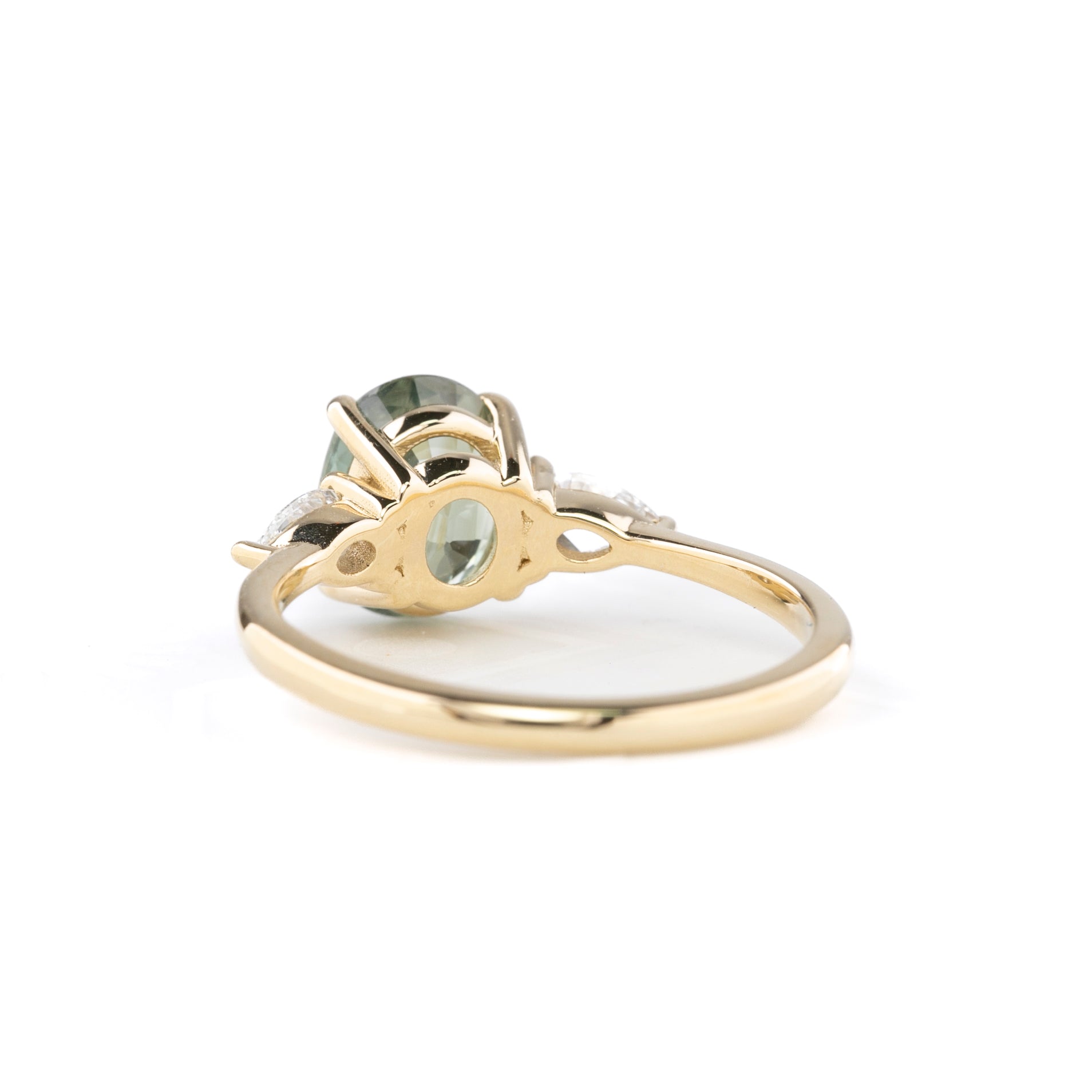 Olivia Grand Ring, 2.29ct Light Blue Green Madagascar Sapphire