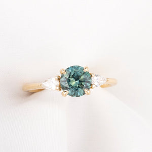 Olivia Ring, 1.25ct Blue Green Montana Sapphire