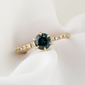 Maria Luxe Ring, 0.92ct Teal Blue Queensland Sapphire