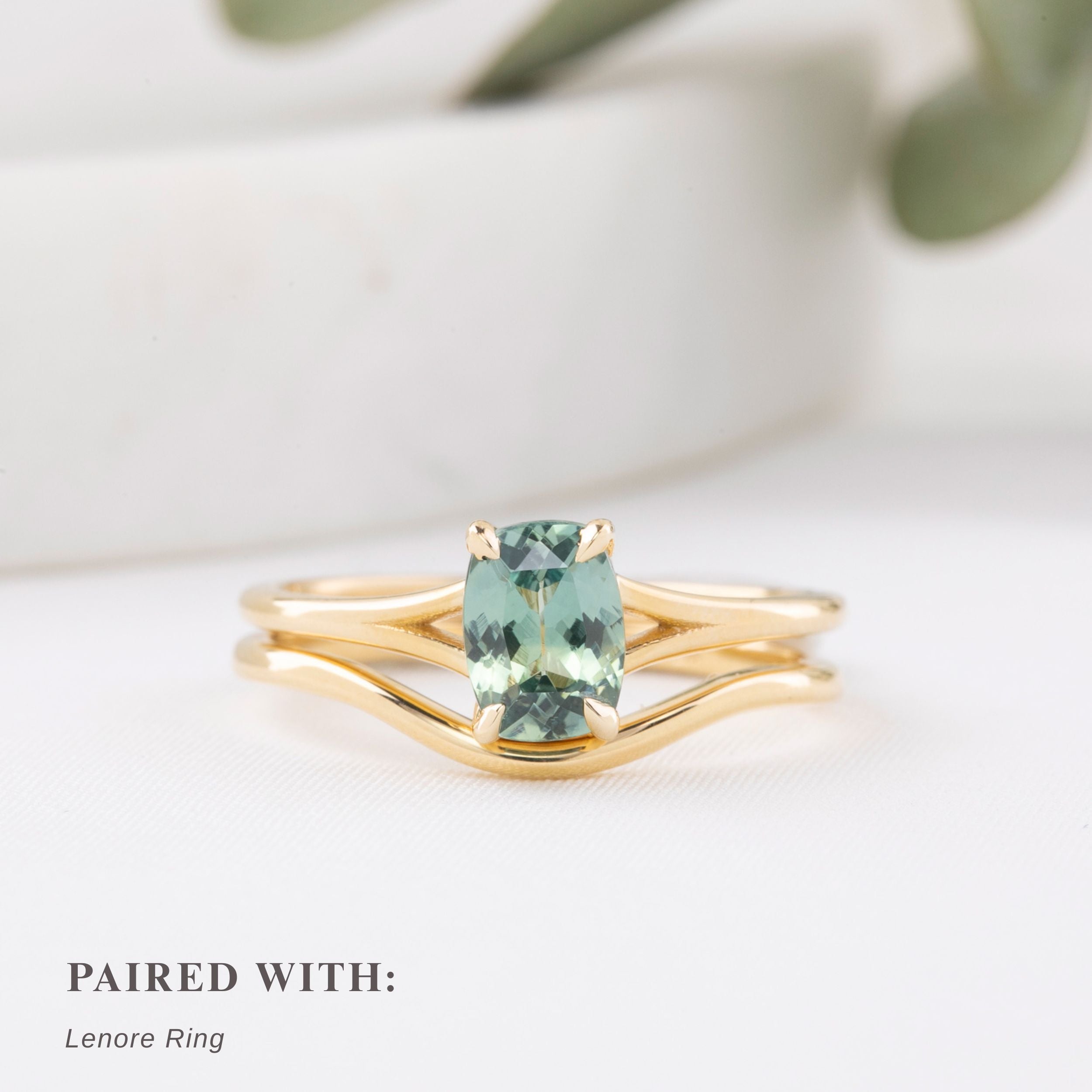 Kylie Ring, 1.22ct Light Blue Green Montana Sapphire