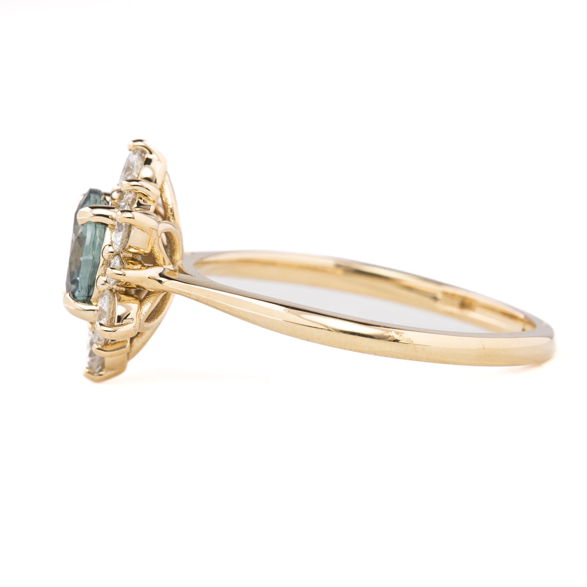 Amara Ring, 1.31ct Aqua Blue Montana Sapphire