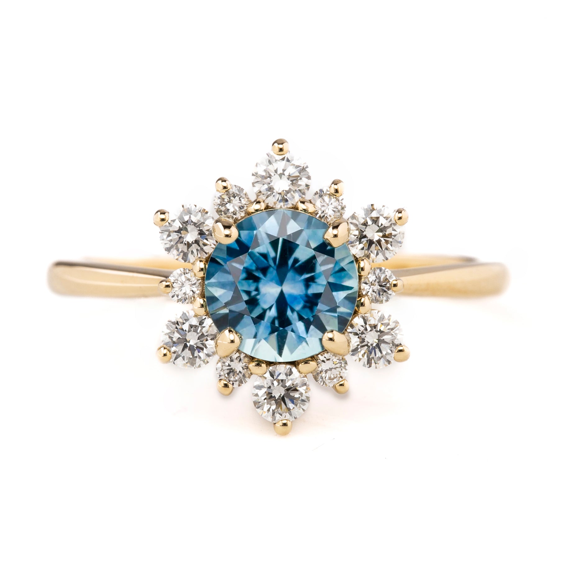 Amara Ring, 1.31ct Aqua Blue Montana Sapphire