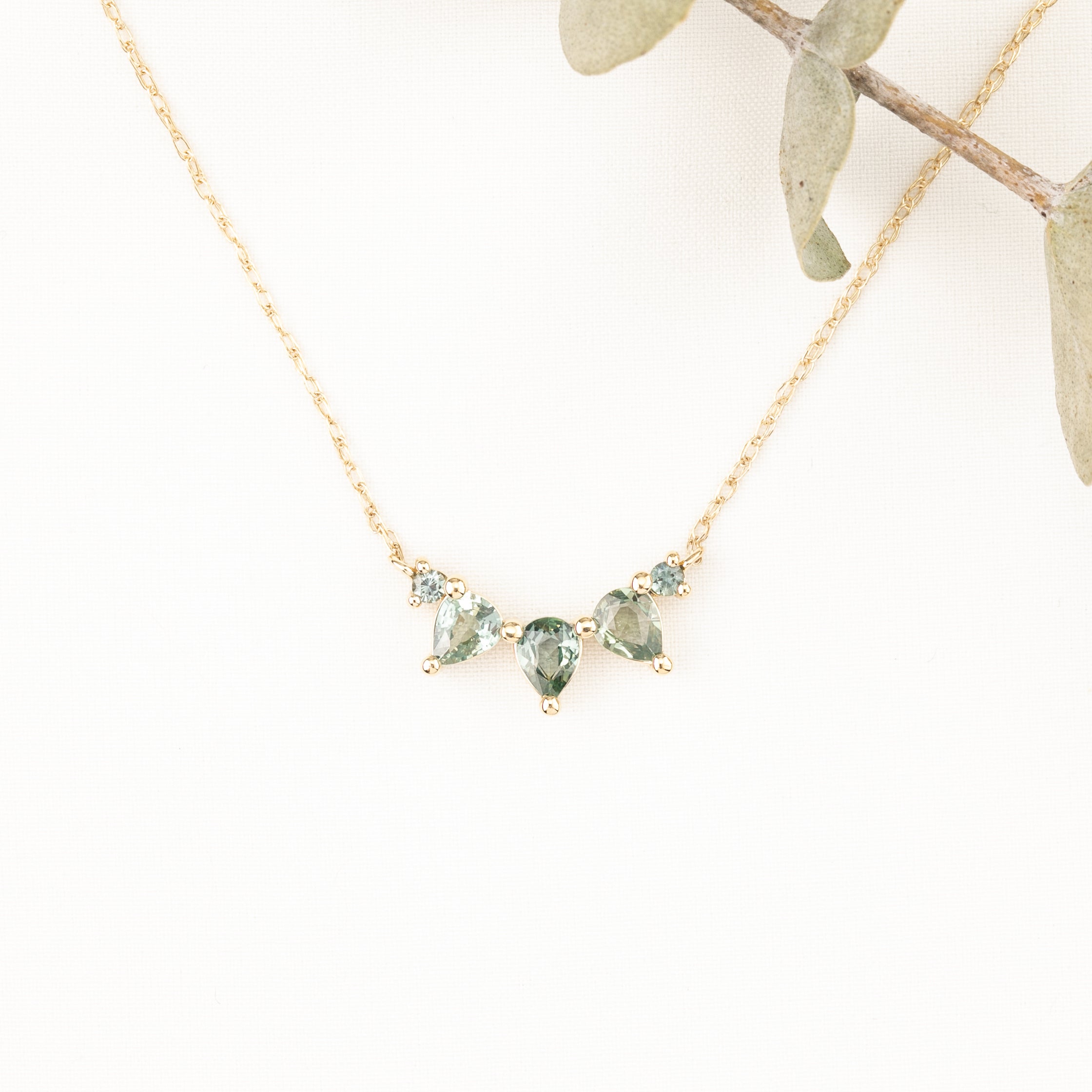 Gloria Blue Green Sapphire Necklace (One of a kind)