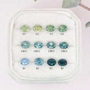 5x4 0.45ct sapphires in shades of blue, green, teal