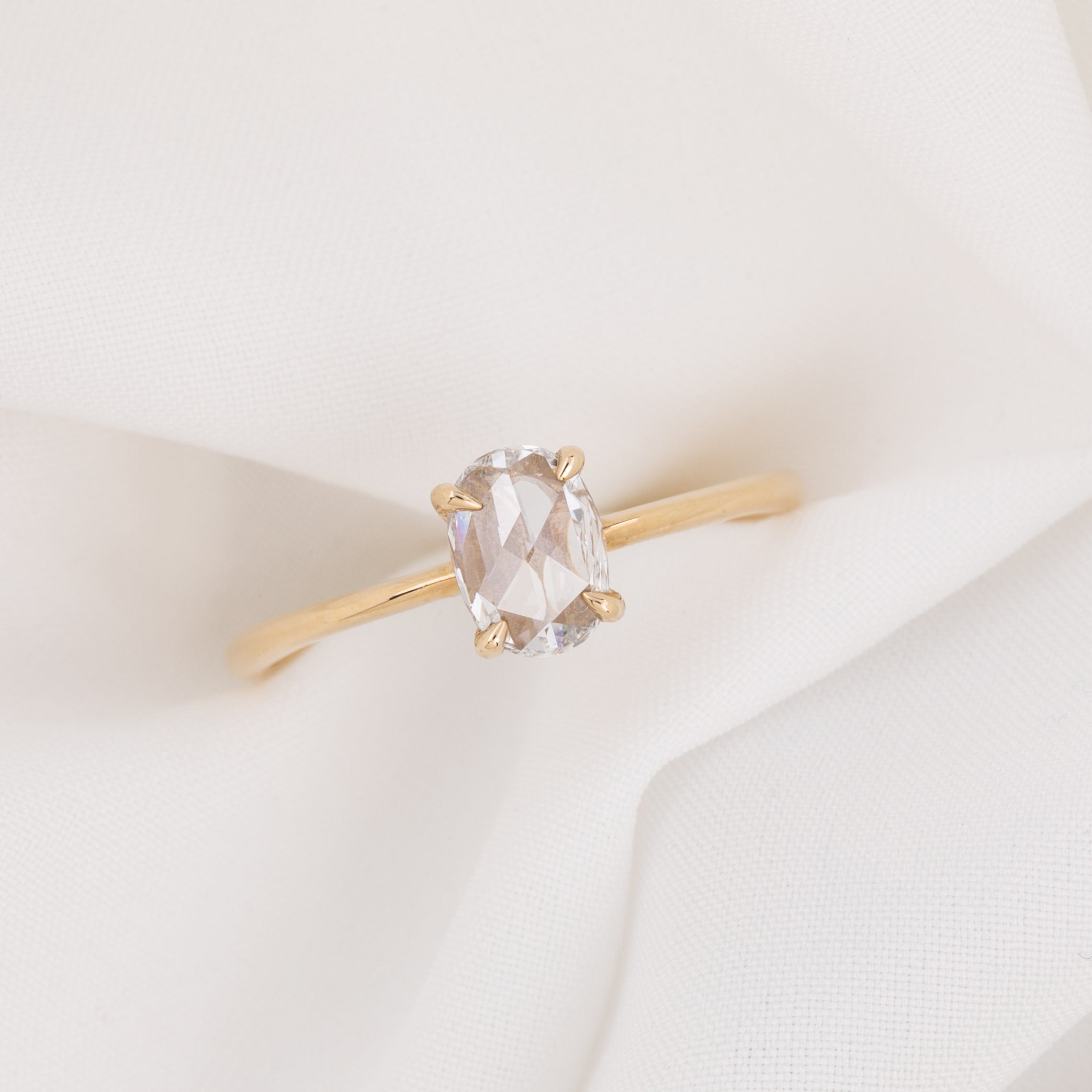 Nina Ring, 0.48ct Oval Rose Cut Diamond, 14k Yellow Gold (One of a kind)