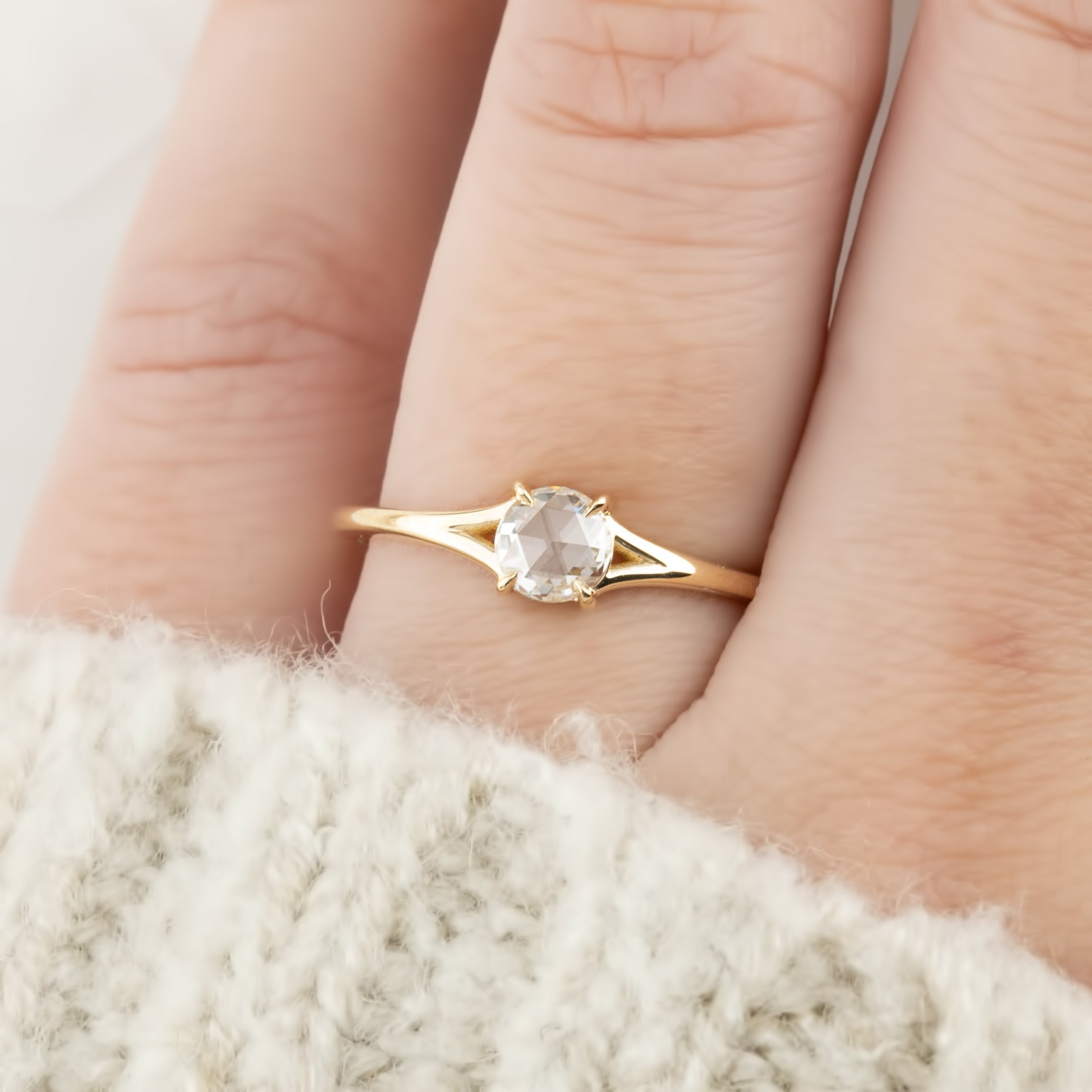 Kylie Ring, 0.27ct Rose Cut Diamond, 14k Yellow Gold (One of a kind)