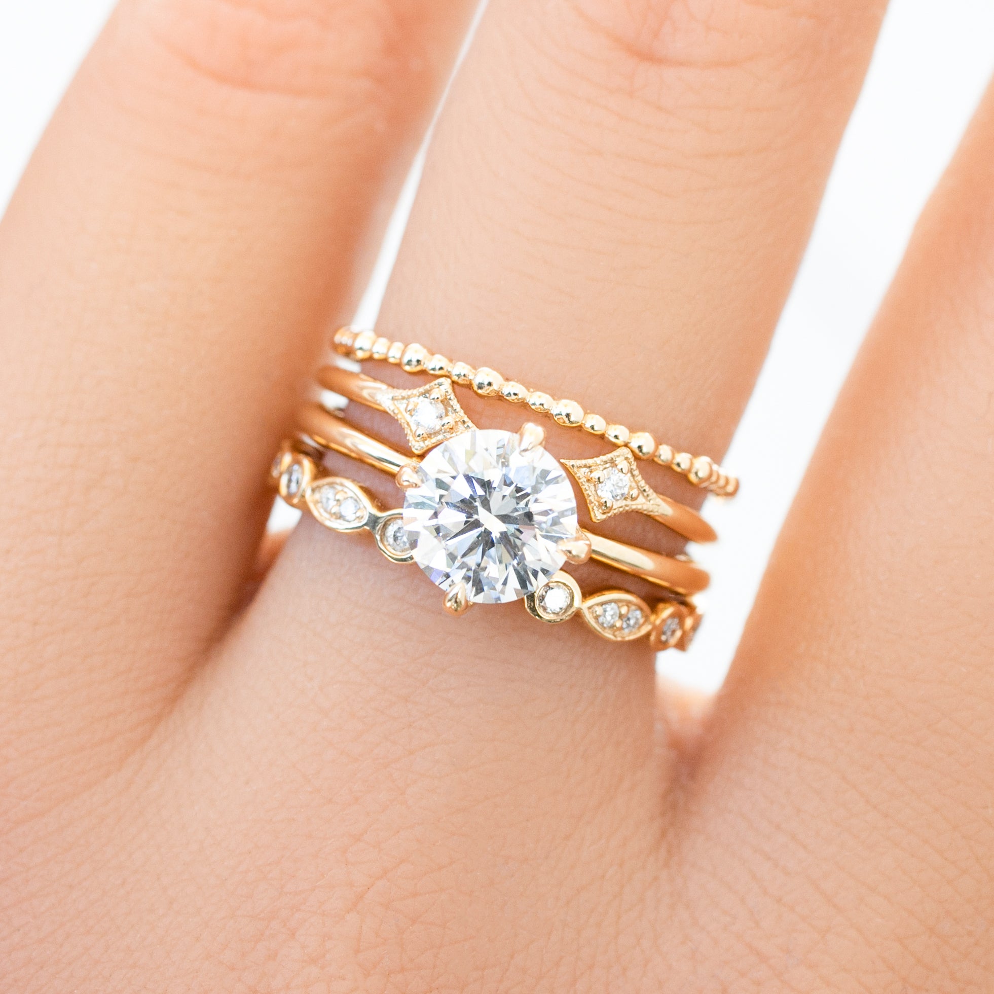 Alice Ring, IGI Certified 1.34ct Round Lab Diamond, 14k Yellow Gold (One of a kind)